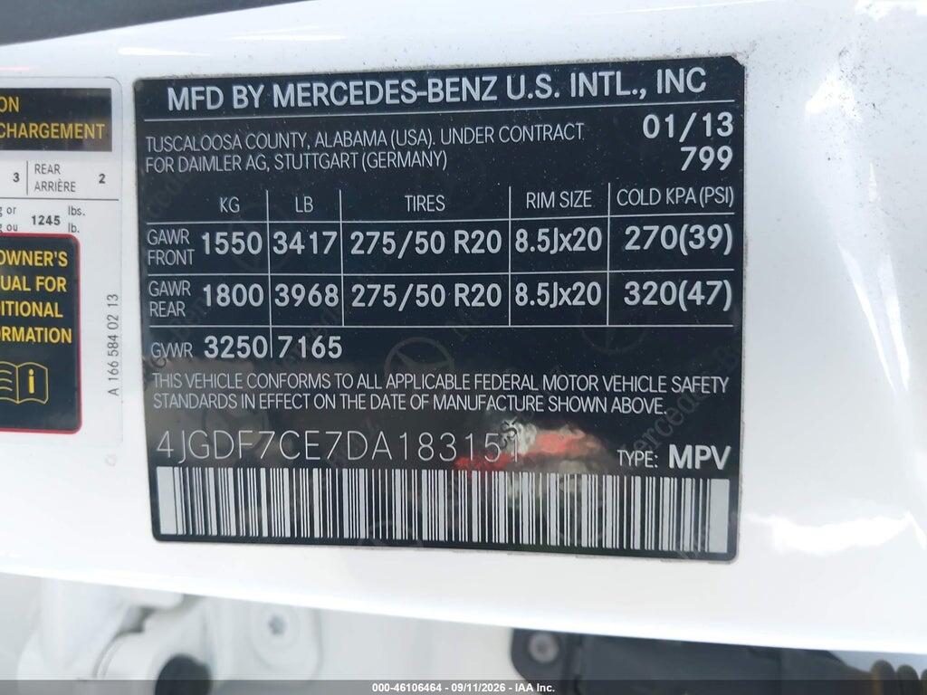 4JGDF7CE7DA183151 2013 MERCEDES-BENZ GL photo no. 9