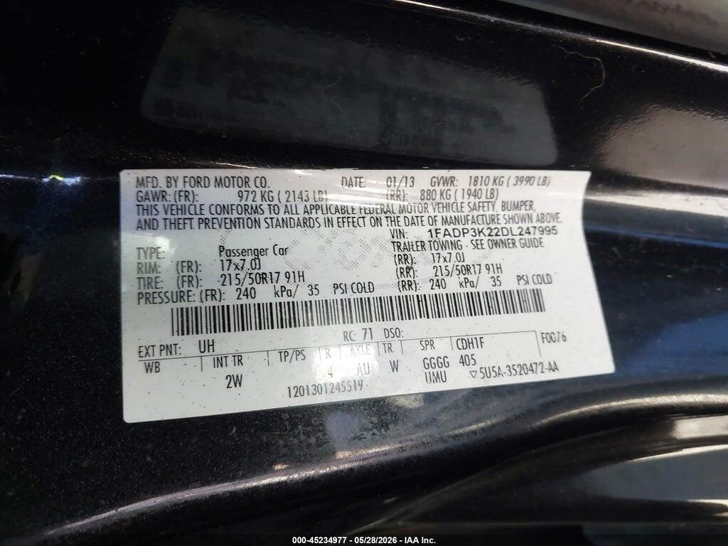 1FADP3K22DL247995 2013 FORD FOCUS photo no. 9