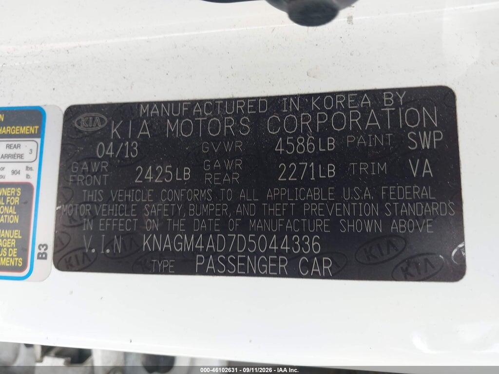 KNAGM4AD7D5044336 2013 KIA OPTIMA HYBRID photo no. 9