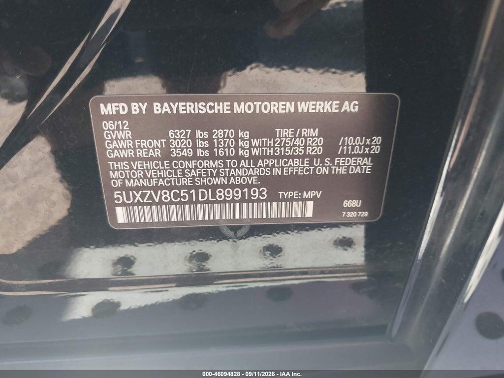 5UXZV8C51DL899193 2013 BMW X5 photo no. 9