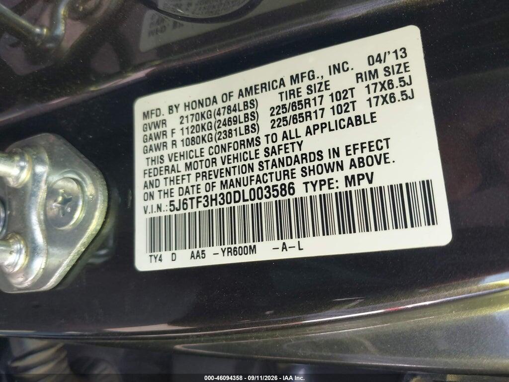 5J6TF3H30DL003586 2013 HONDA CROSSTOUR photo no. 9