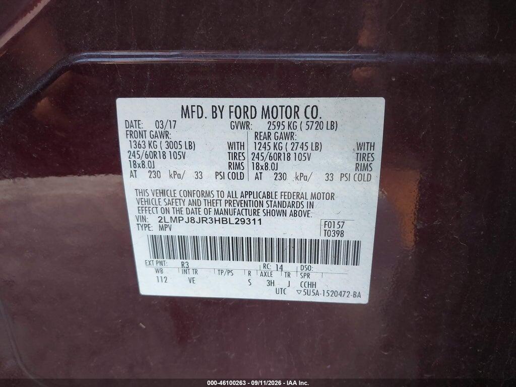 2LMPJ8JR3HBL29311 2017 LINCOLN MKX photo no. 9