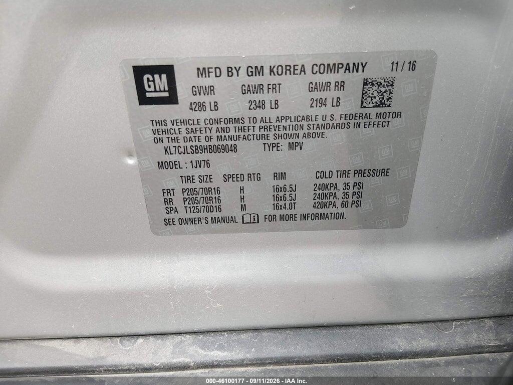 KL7CJLSB9HB069048 2017 CHEVROLET TRAX photo no. 9