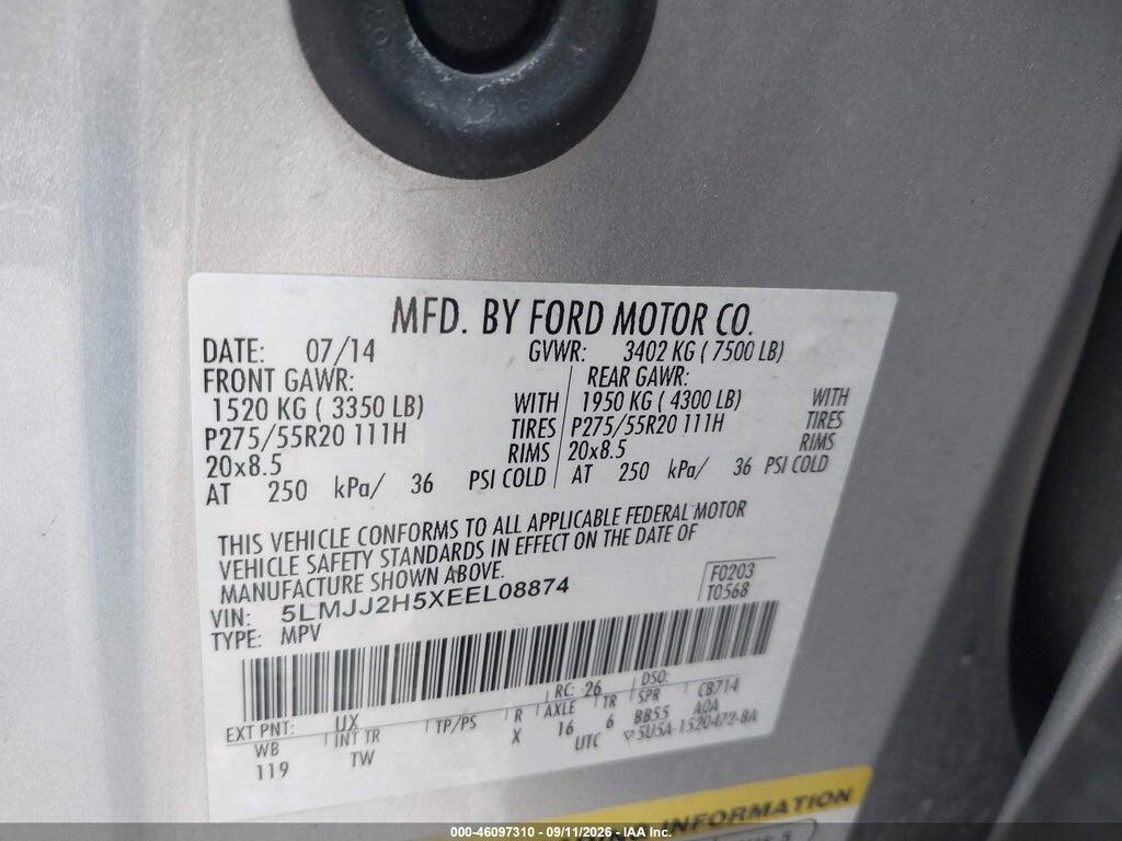 5LMJJ2H5XEEL08874 2014 LINCOLN NAVIGATOR photo no. 9