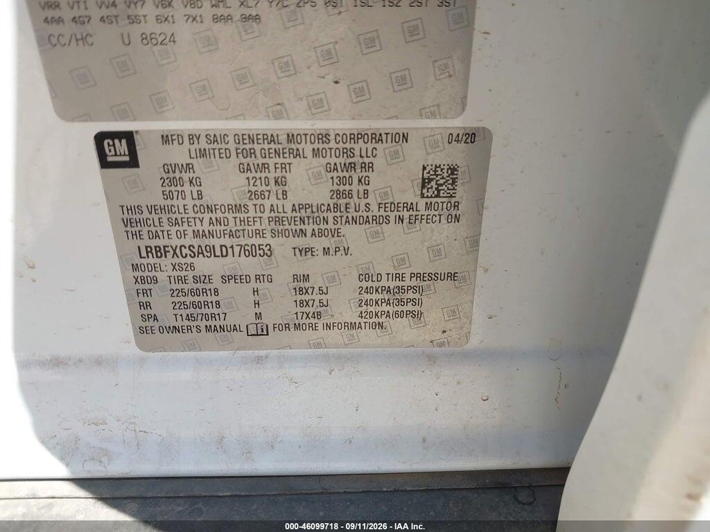 LRBFXCSA9LD176053 2020 BUICK ENVISION photo no. 9