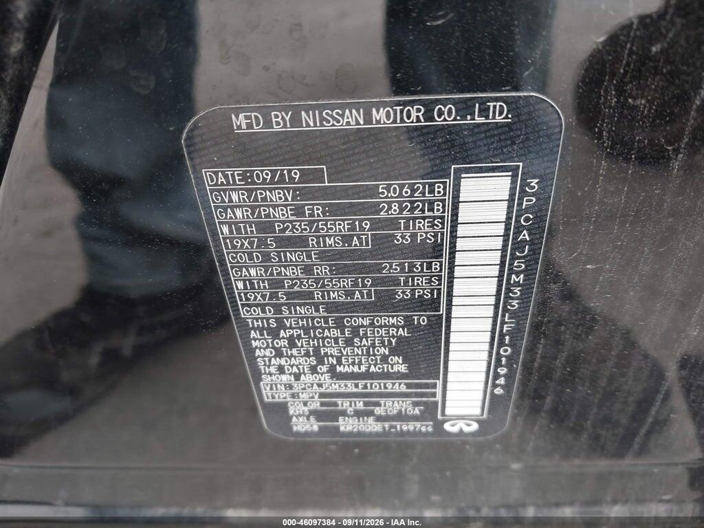 3PCAJ5M33LF101946 2020 INFINITI QX50 photo no. 9