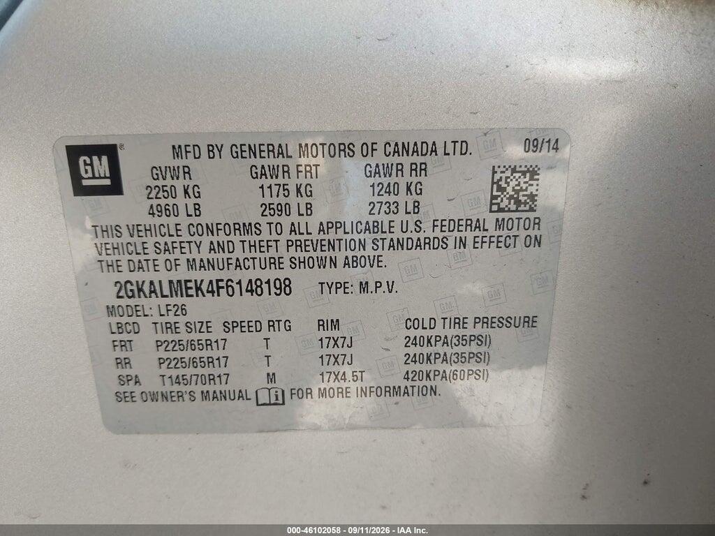 2GKALMEK4F6148198 2015 GMC TERRAIN photo no. 9