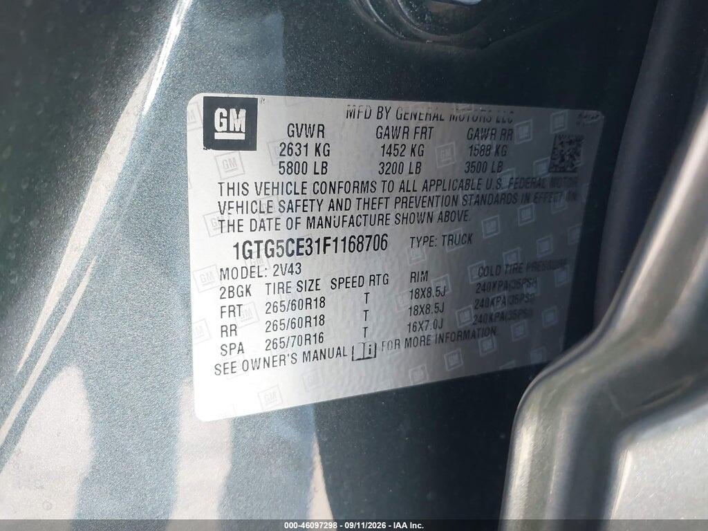 1GTG5CE31F1168706 2015 GMC CANYON photo no. 9