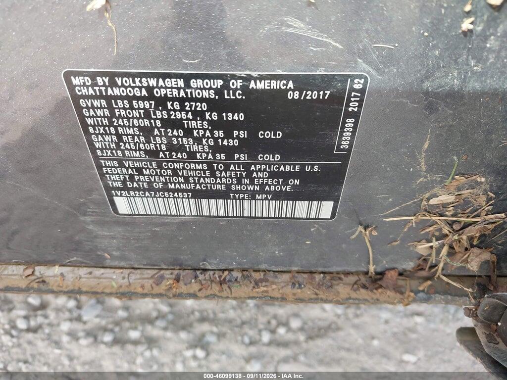 1V2LR2CA7JC524537 2018 VOLKSWAGEN ATLAS photo no. 9