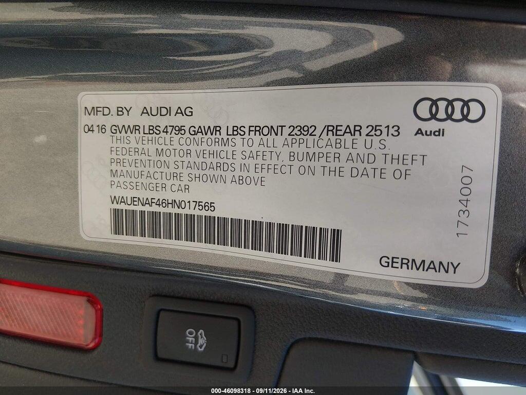 WAUENAF46HN017565 2017 AUDI A4 photo no. 9
