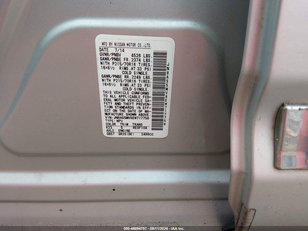 JN8AS5MV8EW717756 2014 NISSAN ROGUE SELECT photo no. 9