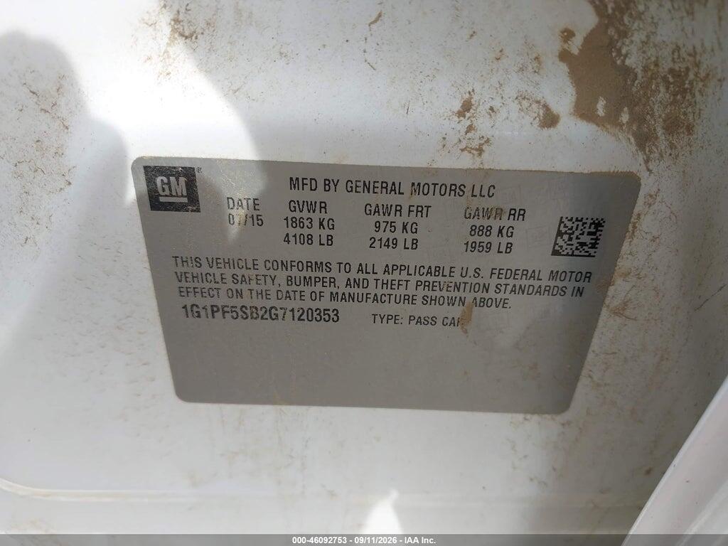 1G1PF5SB2G7120353 2016 CHEVROLET CRUZE LIMITED photo no. 9