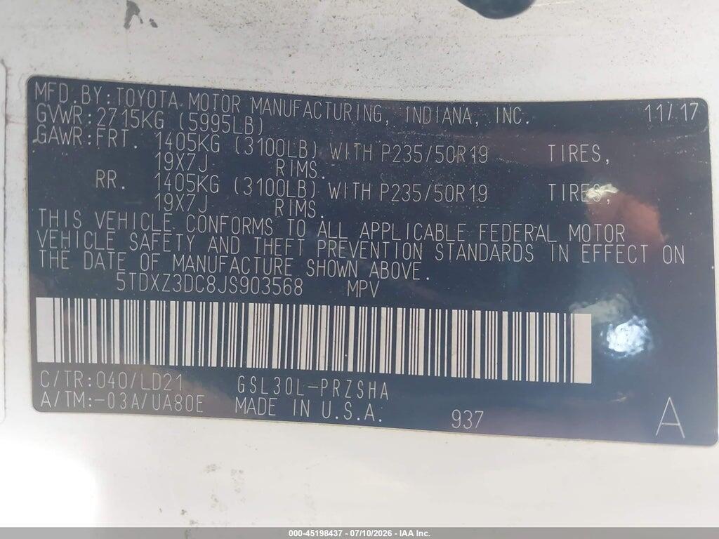 5TDXZ3DC8JS903568 2018 TOYOTA SIENNA photo no. 9