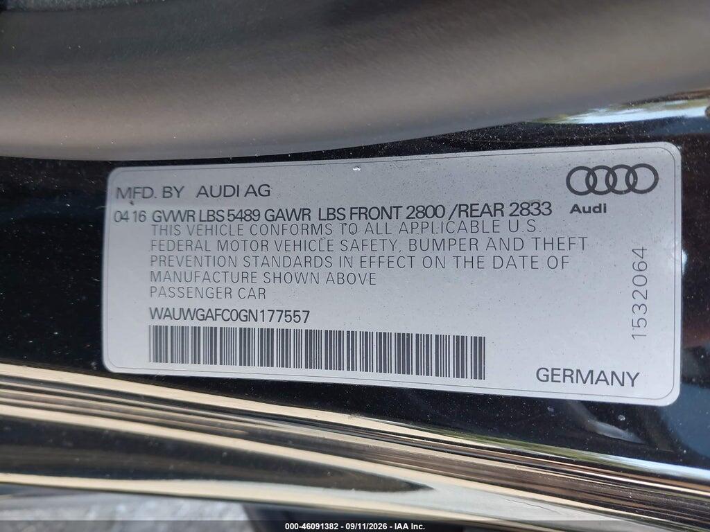 WAUWGAFC0GN177557 2016 AUDI A7 photo no. 9