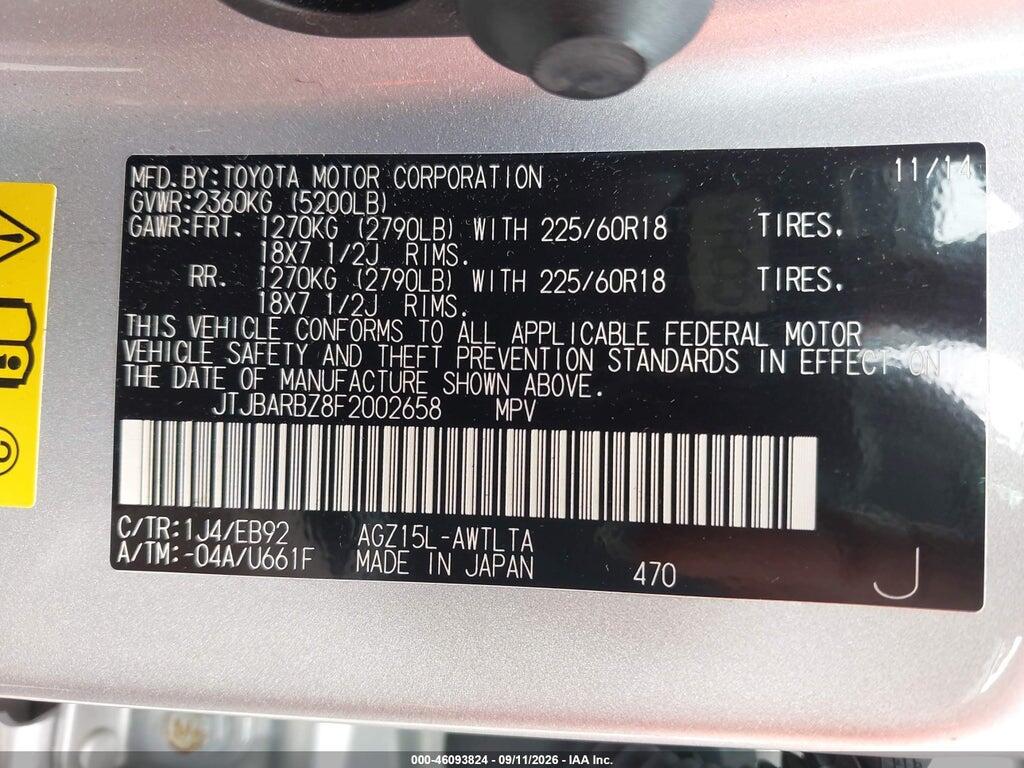 JTJBARBZ8F2002658 2015 LEXUS NX 200T photo no. 9