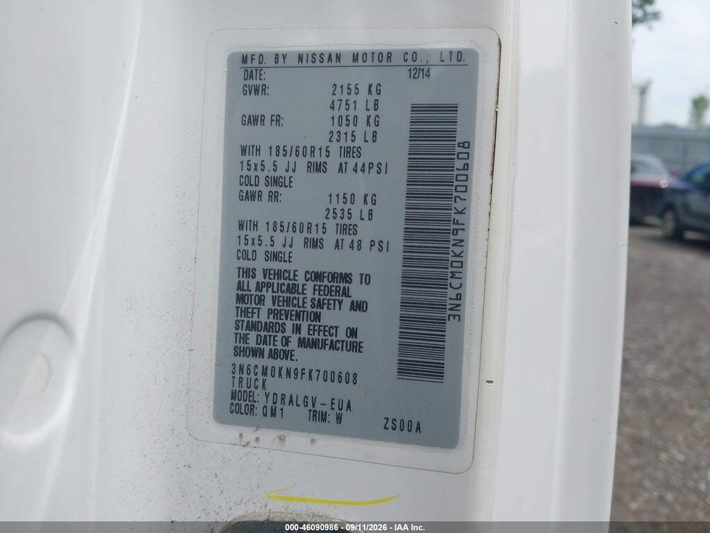 3N6CM0KN9FK700608 2015 NISSAN NV200 photo no. 9