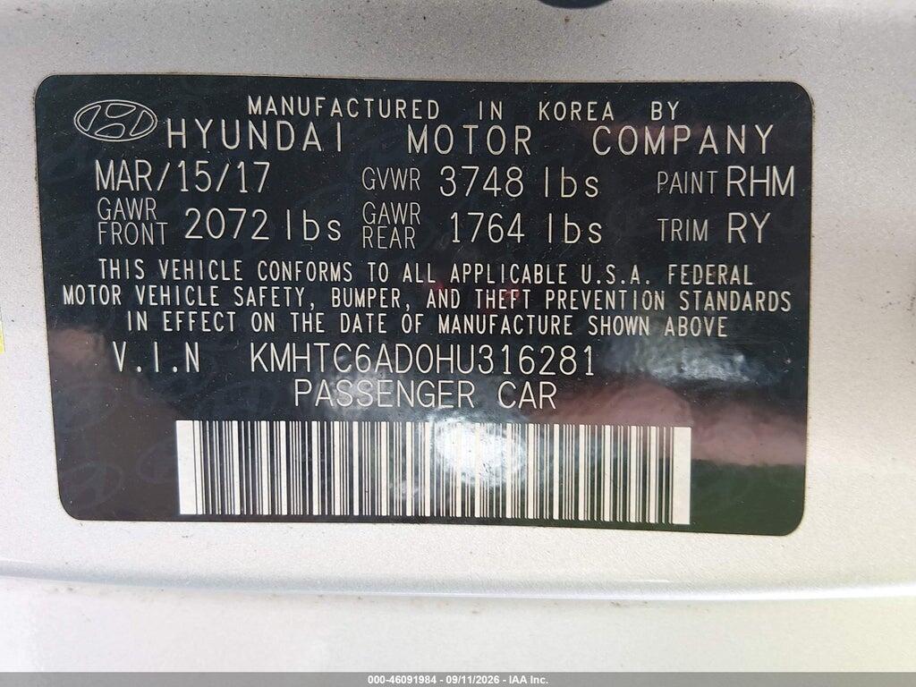 KMHTC6AD0HU316281 2017 HYUNDAI VELOSTER photo no. 9