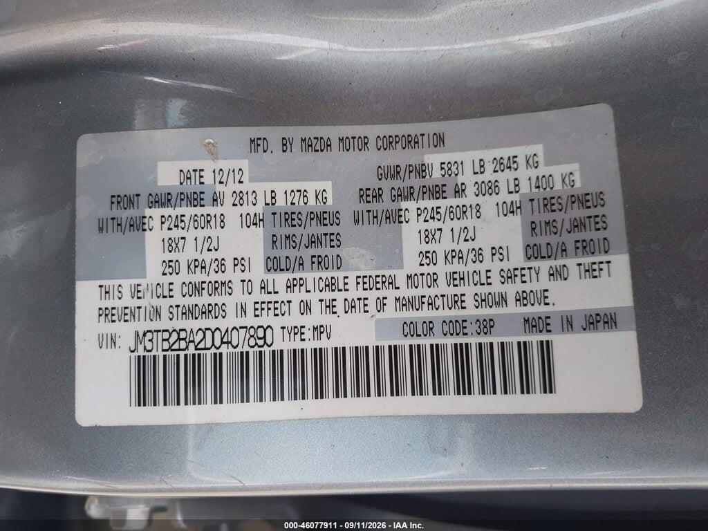 JM3TB2BA2D0407890 2013 MAZDA CX-9 photo no. 9