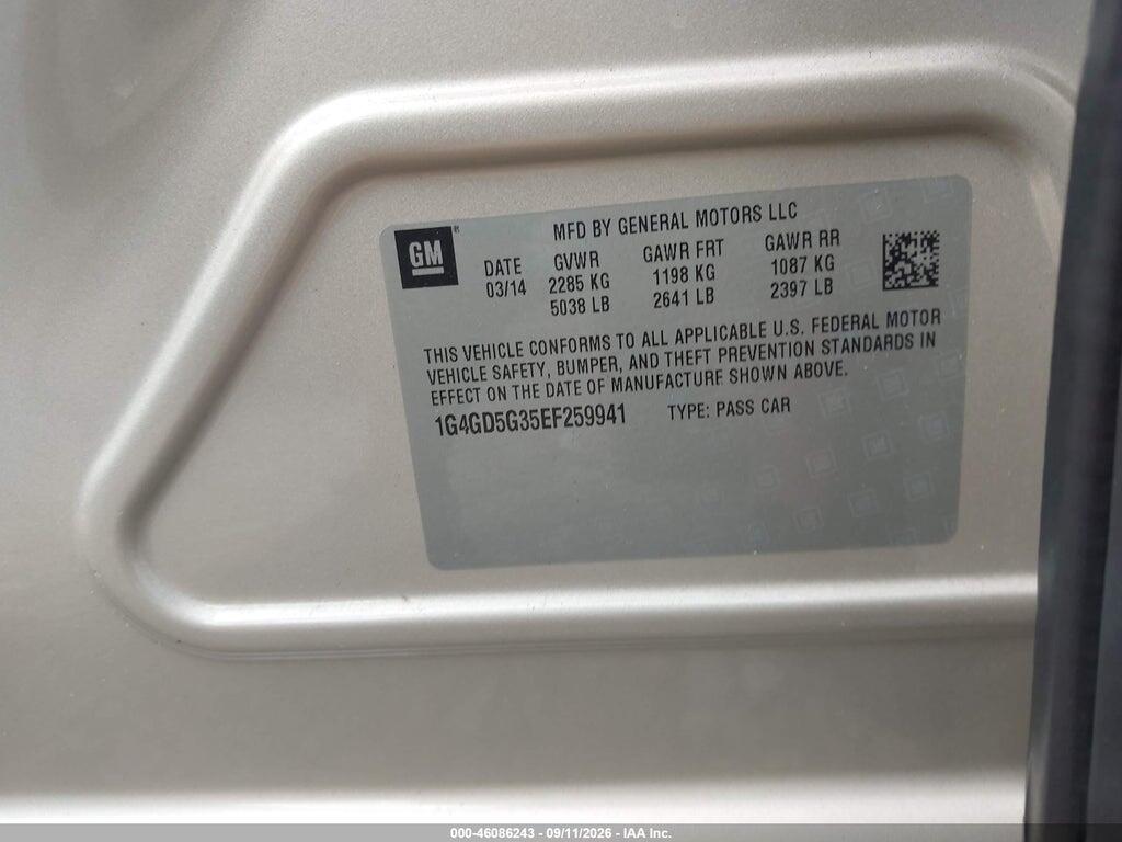 1G4GD5G35EF259941 2014 BUICK LACROSSE photo no. 9