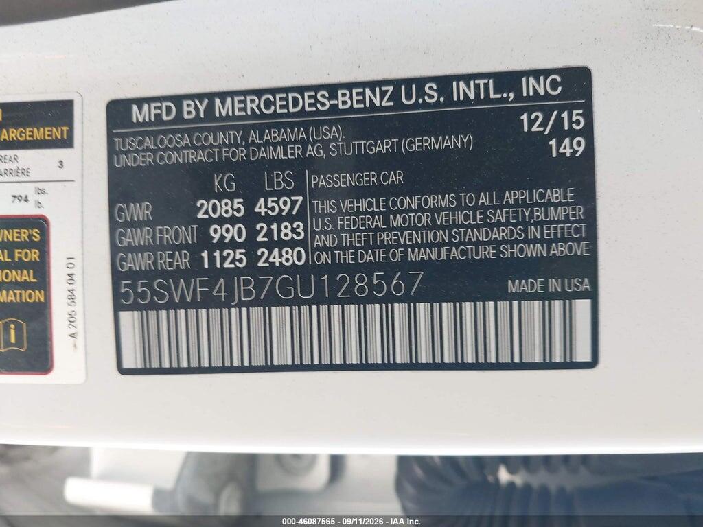 55SWF4JB7GU128567 2016 MERCEDES-BENZ C 300 photo no. 9