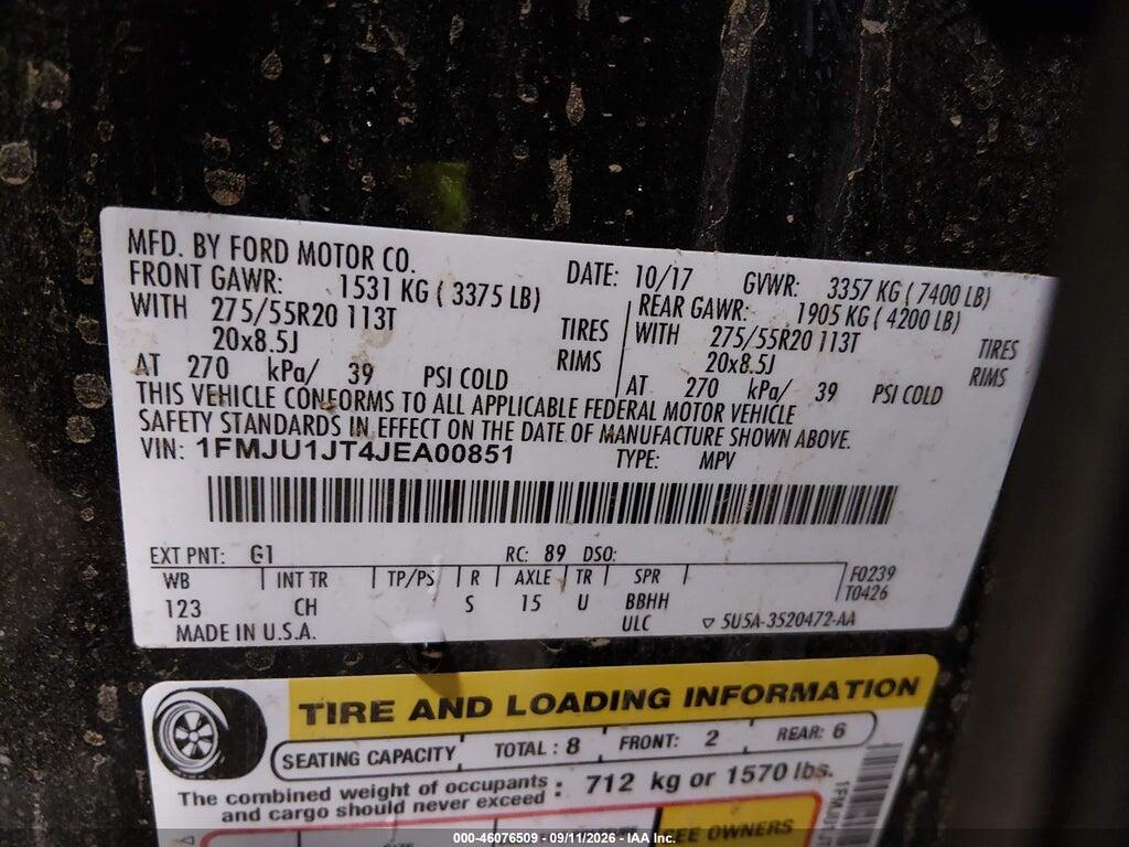 1FMJU1JT4JEA00851 2018 FORD EXPEDITION photo no. 9