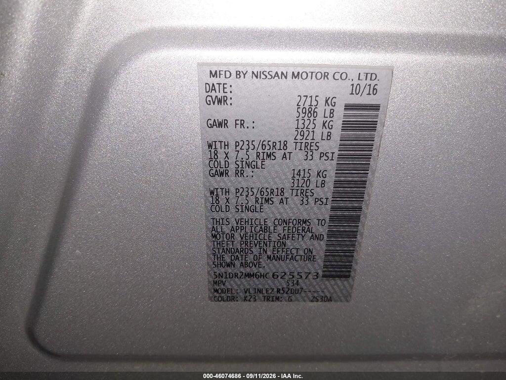 5N1DR2MM6HC625573 2017 NISSAN PATHFINDER photo no. 9
