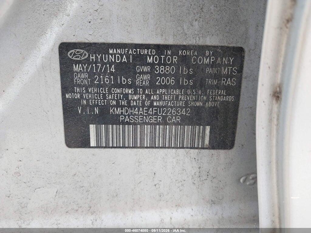 KMHDH4AE4FU226342 2015 HYUNDAI ELANTRA photo no. 9