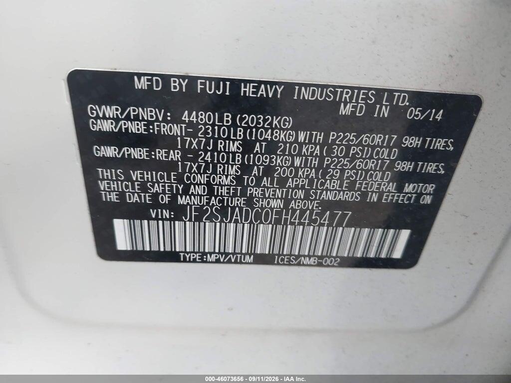 JF2SJADC0FH445477 2015 SUBARU FORESTER photo no. 9