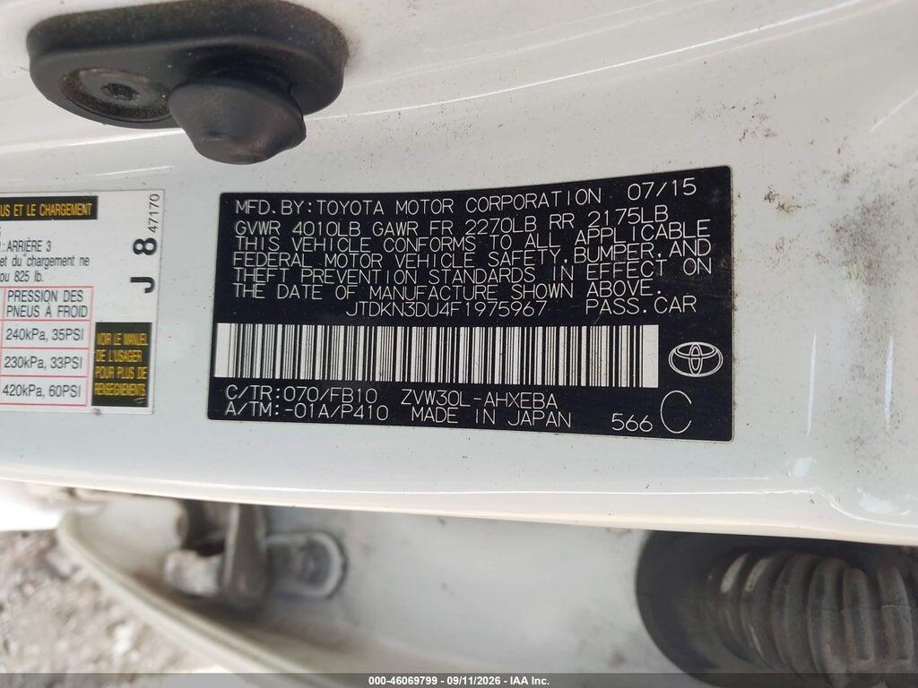 JTDKN3DU4F1975967 2015 TOYOTA PRIUS photo no. 9