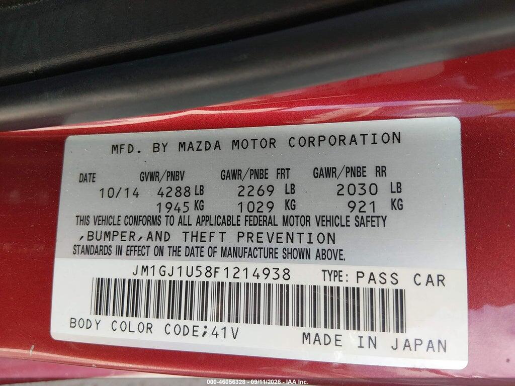 JM1GJ1U58F1214938 2015 MAZDA MAZDA6 photo no. 9