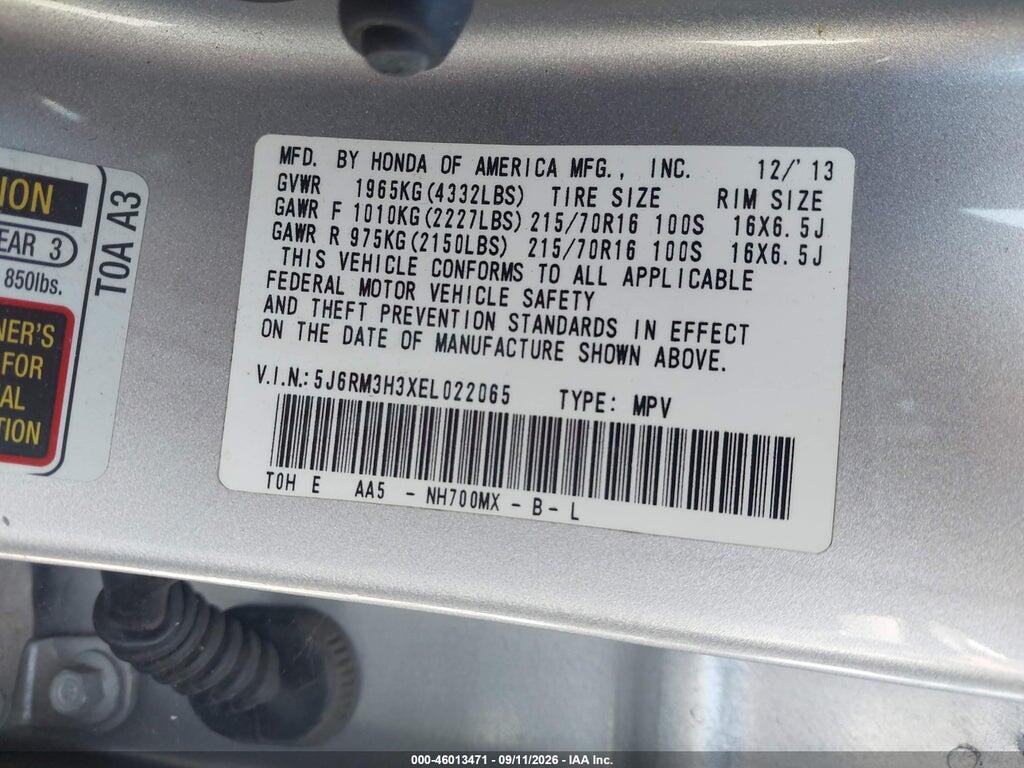 5J6RM3H3XEL022065 2014 HONDA CR-V photo no. 9