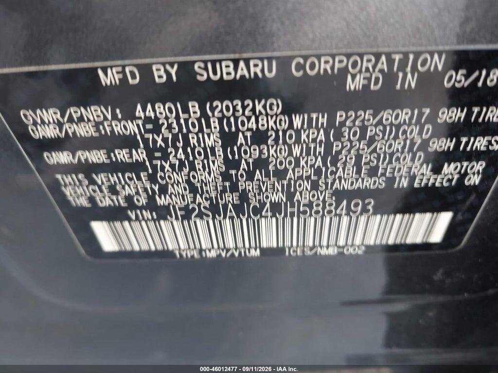 JF2SJAJC4JH588493 2018 SUBARU FORESTER photo no. 9