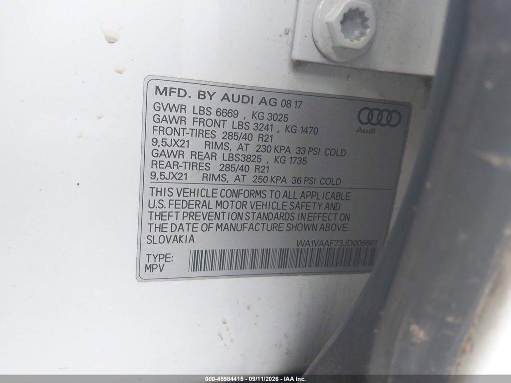 WA1VAAF73JD009681 2018 AUDI Q7 photo no. 9