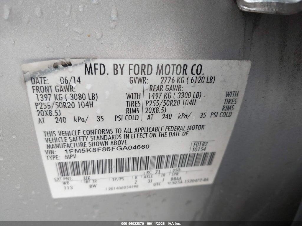1FM5K8F86FGA04660 2015 FORD EXPLORER photo no. 9