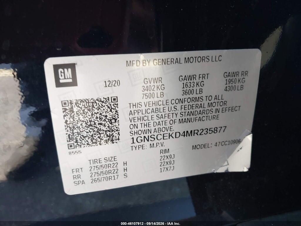 1GNSCEKD4MR235877 2021 CHEVROLET SUBURBAN photo no. 9