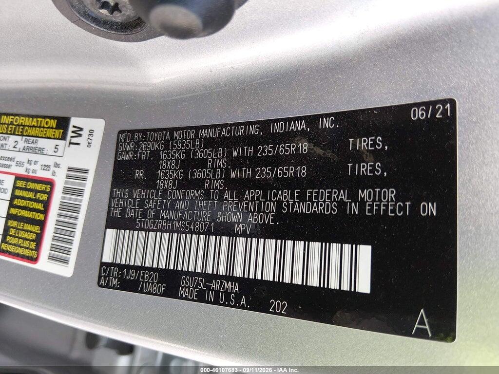 5TDGZRBH1MS548071 2021 TOYOTA HIGHLANDER photo no. 9