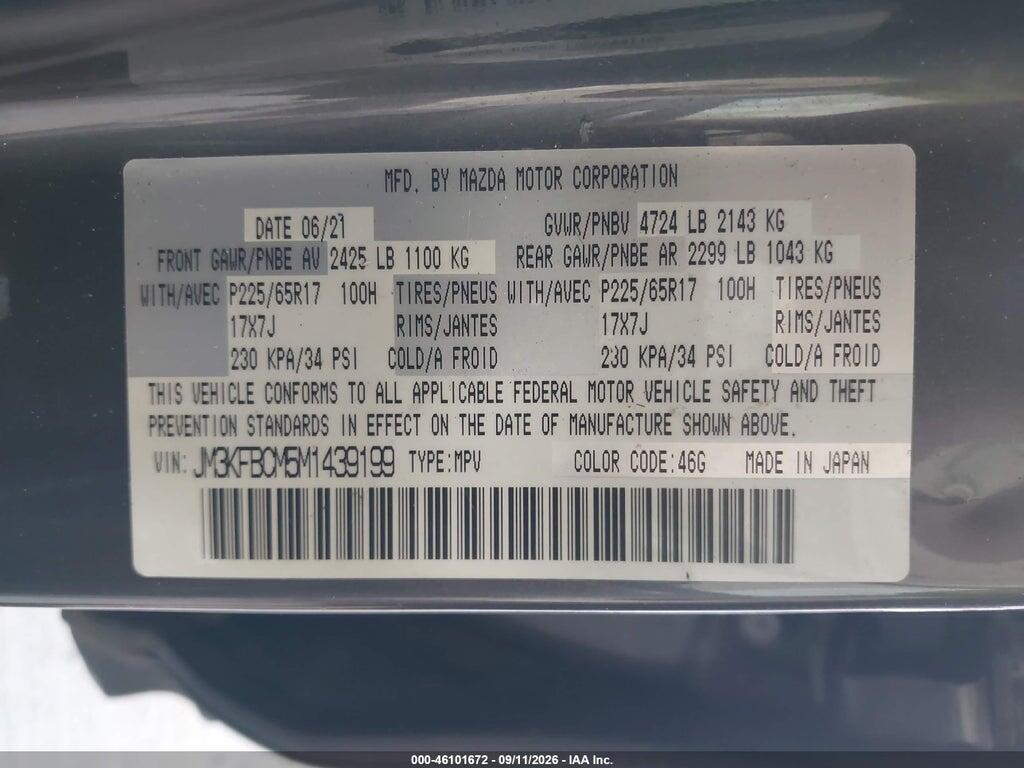 JM3KFBCM5M1439199 2021 MAZDA CX-5 photo no. 9