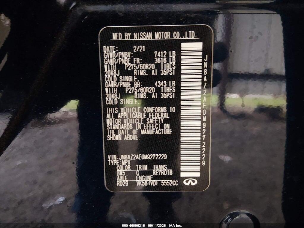 JN8AZ2AE0M9272229 2021 INFINITI QX80 photo no. 9