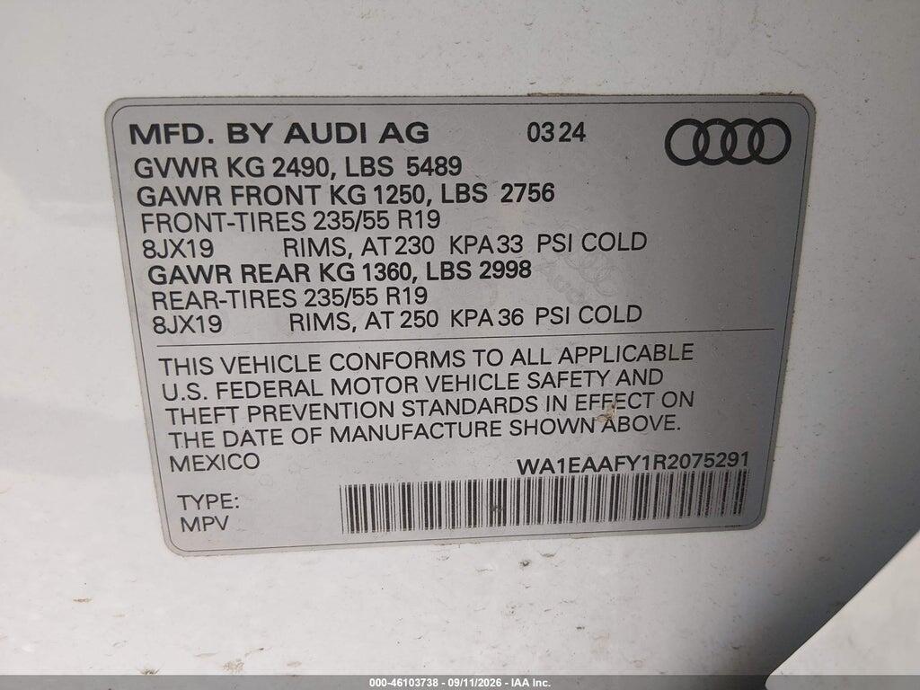 WA1EAAFY1R2075291 2024 AUDI Q5 photo no. 9