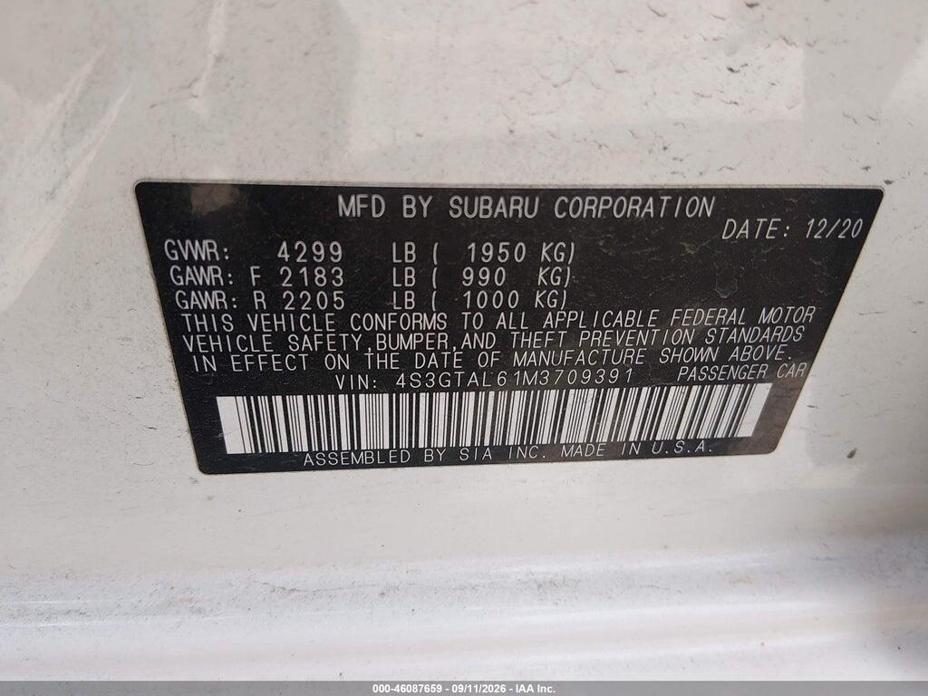 4S3GTAL61M3709391 2021 SUBARU IMPREZA photo no. 9