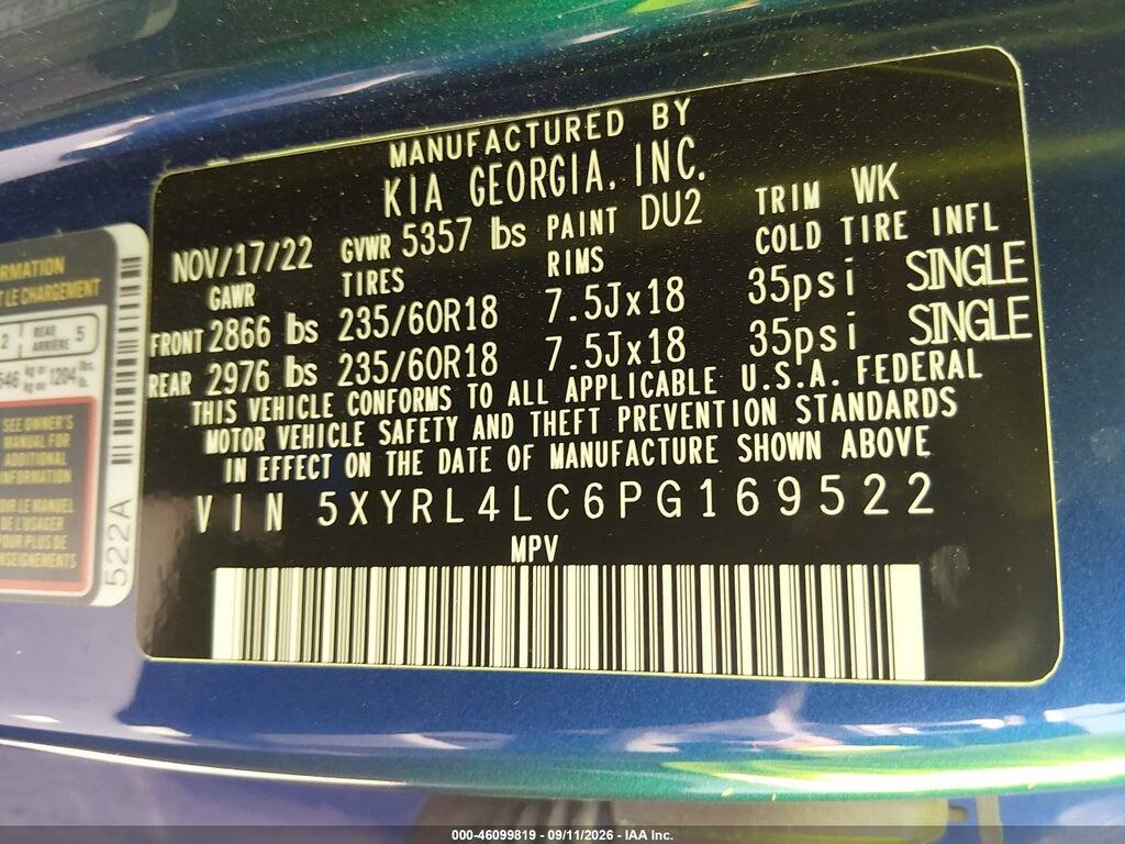 5XYRL4LC6PG169522 2023 KIA SORENTO photo no. 9
