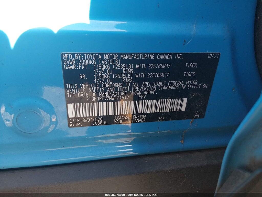 2T3H1RFV7MW174642 2021 TOYOTA RAV4 photo no. 9