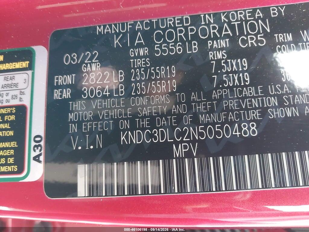 KNDC3DLC2N5050488 2022 KIA EV6 photo no. 9