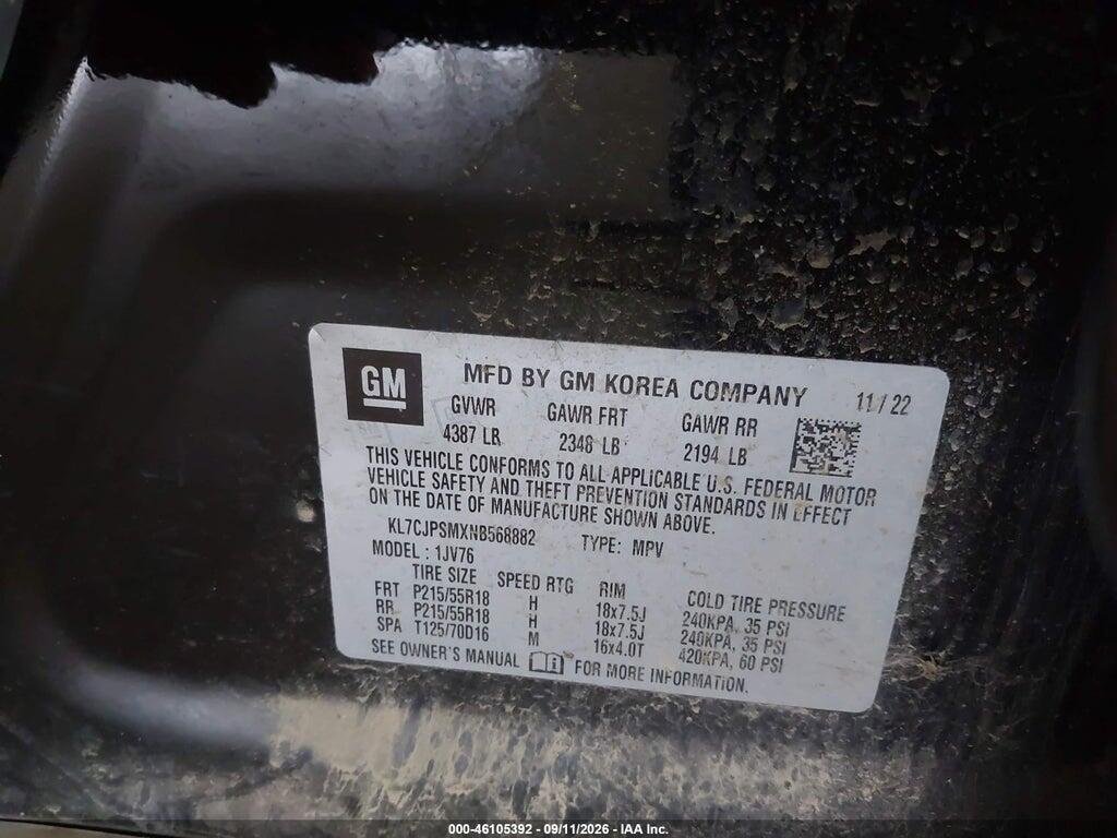 KL7CJPSMXNB568882 2022 CHEVROLET TRAX photo no. 9