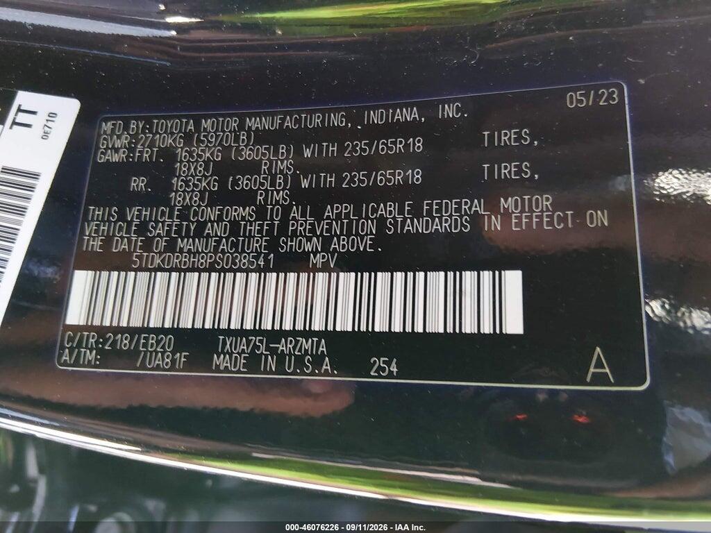 5TDKDRBH8PS038541 2023 TOYOTA HIGHLANDER photo no. 9