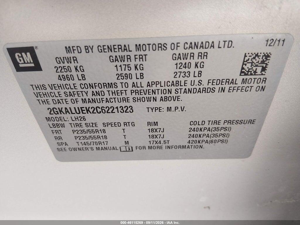 2GKALUEK2C6221323 2012 GMC TERRAIN photo no. 9