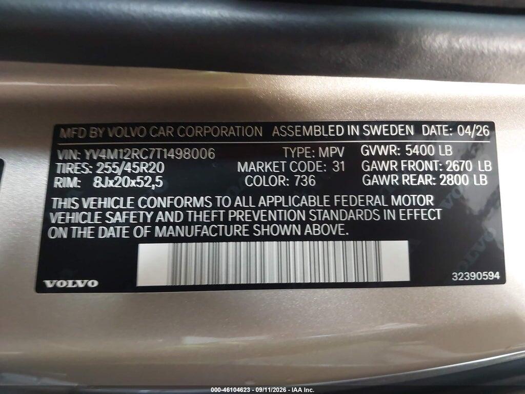 YV4M12RC7T1498006 2026 VOLVO XC60 photo no. 9