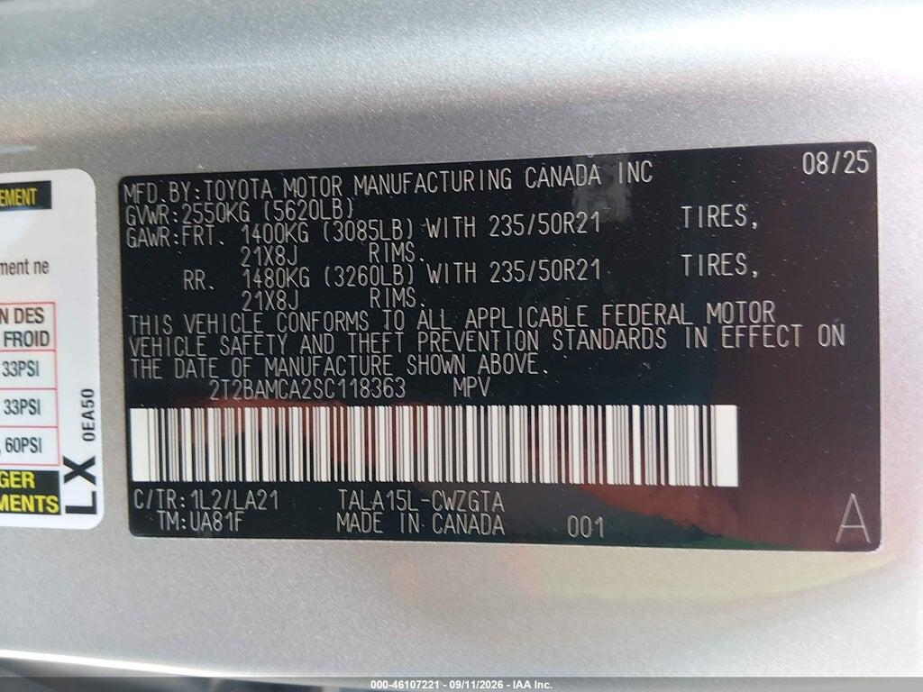 2T2BAMCA2SC118363 2025 LEXUS RX 350 photo no. 9