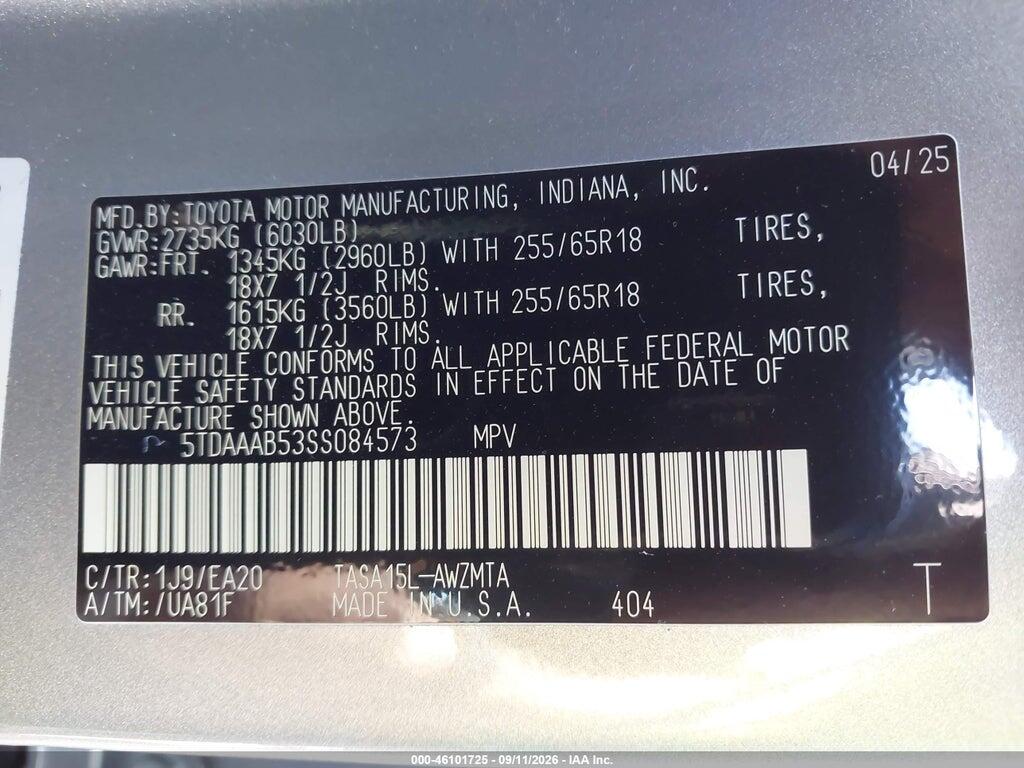5TDAAAB53SS084573 2025 TOYOTA GRAND HIGHLANDER photo no. 9