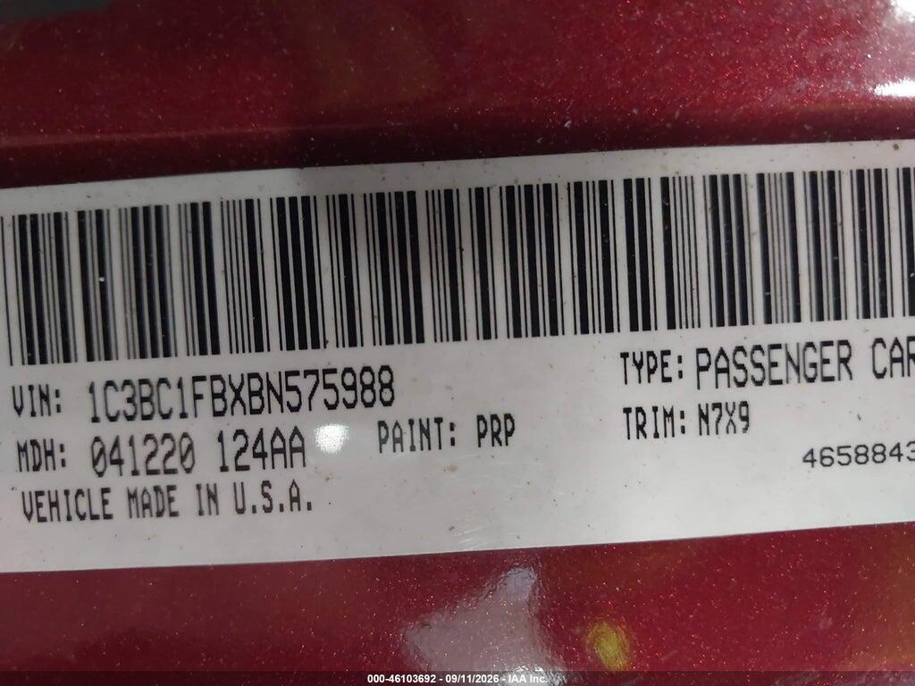 1C3BC1FBXBN575988 2011 CHRYSLER 200 photo no. 9